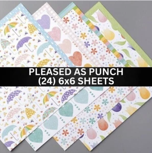 Stampin Up PLEASED AS PUNCH Designer Series Paper - Half Pack (24) 6x6 Sheets - Picture 1 of 2