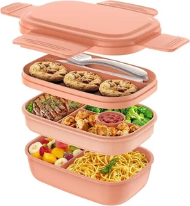 Bento Box Adult Lunch Box,3 Stackable Bento Lunch Containers for Adults/Kids, - Picture 1 of 5