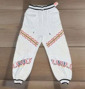 Free People Womens Crystal Sport Joggers Embroidered Ribbed Waist Size Small NWT - Picture 1 of 11