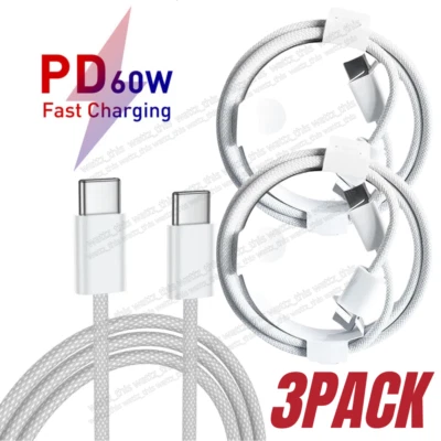 3Pcs For iPhone 16 15 Pro USB-C to USB-C Cable Fast Charger Type C Charging Cord - Image 1 of 4