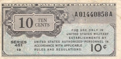 USA / MPC  10  Cents  1946  Series  461  Plate # 13  Circulated Banknote ZD - Image 1 of 2