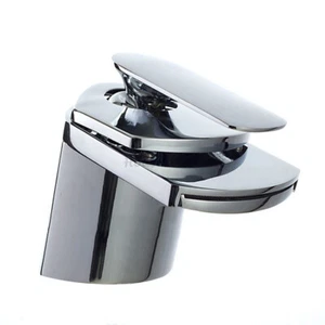 Bathroom Wide Spout Waterfall Tap Single Hole Vanity Basin Chrome Water Mixer - Picture 1 of 4
