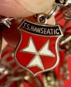 925S Sterling Silver Vintage Colorful Enamel "T.S. Hanseatic" Charm Pendant - Picture 1 of 2