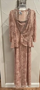 Karen Miller Women’s 2 Piece Lace Bodice Chiffon Dress & Sequin Jacket Formal 8 - Picture 1 of 15