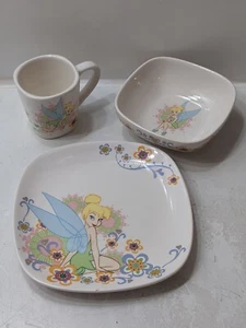 Vintage Everyday Gibson Piatti Tinker Bell Magic Set 3 Pezzi Ceramica Disney Raro LEGGI - Foto 1 di 22