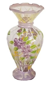 Vintage Hand Painted Glass Bud Vase, Tracy Porter Floral Vase Ruffled Rim - Imagen 1 de 7