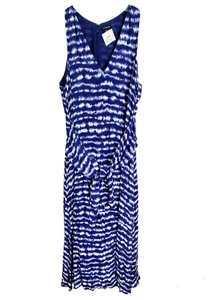 Ann Taylor Womens Blue Tie Dye Sleeveless Dress V Neck Lined Size 4 NWT - Picture 1 of 10