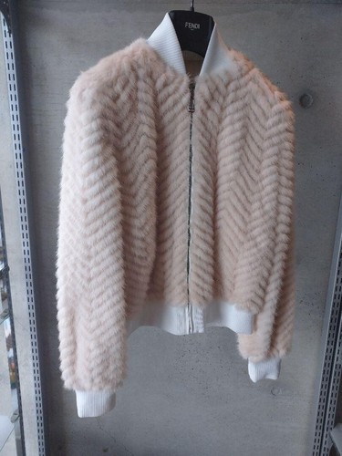 Giacca blusa pelliccia visone reversibile Fendi rosa bianco taglia 36 GIAPPONE
