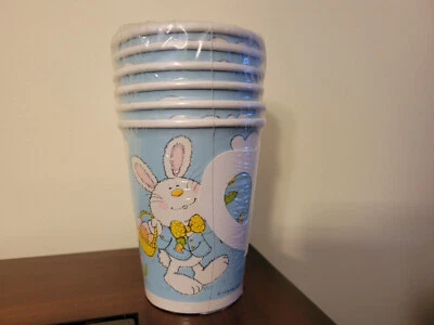 Tazas de papel de Pascua frías/calientes con asas vintage de los años 70 paquete de 6 nuevas en paquete Foto 1 de 4