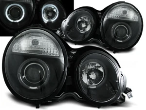 MERCEDES W210 E-CLASS 1995 1996 1997 1998 1999 HEADLIGHTS LPME30 ANGEL EYES - Picture 1 of 1