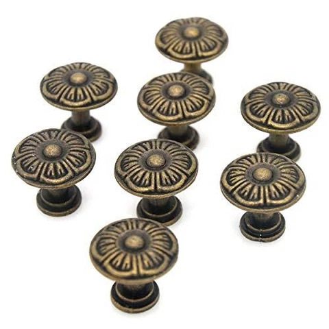 8 Pcs Vintage Antique Brass Knobs - Cabinet Handles - Drawer Knob Pulls Small S Cover