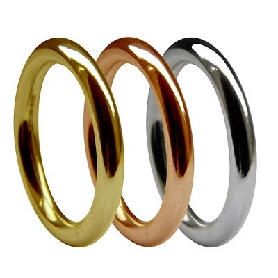 3mm 9ct Yellow White Rose Solid Gold Round Halo Wedding Rings UK HM Heavy Bands - Image 1 of 4