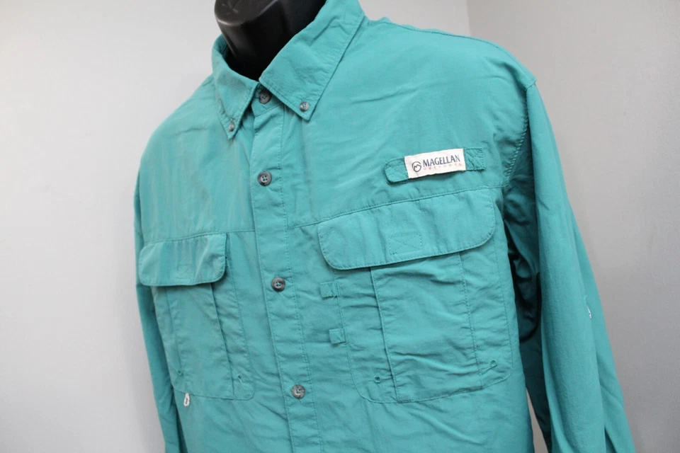 Magellan Vented Fishing Shirt Nylon Teal Relaxed Fit Wicking Long Sleeve Mens XL - Image 1 of 4