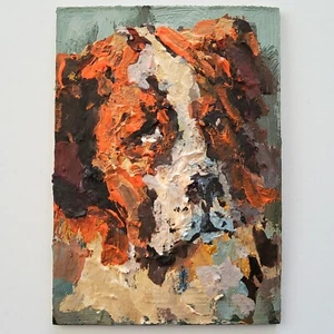 ACEO Original Painting Dog Saint Bernard Pet Portrait Animals Gouache Modern Art - Picture 1 of 12