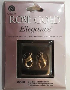 2 pc Cousin Rose Gold Plate Lobster Claw Clasp Jewelry Making Parts Findings - Picture 1 of 3