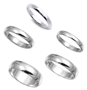 Anillo de boda liso de plata esterlina .925 todos los tamaños 2 mm 3 mm 4 mm 5 mm 6 mm - Imagen 1 de 48