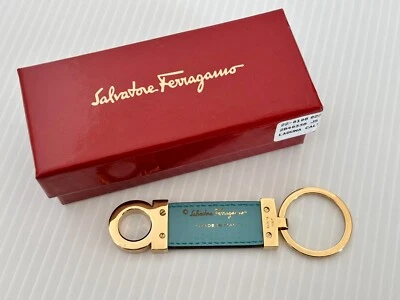 Llavero Salvatore Ferragamo Gancini oro turquesa con caja Foto 1 de 4