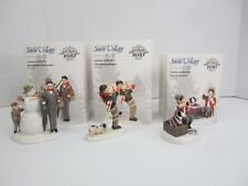 Lot Of 3 Department 56 Snow Village Rockwell Saturday Post  Grandfather Boys Dog