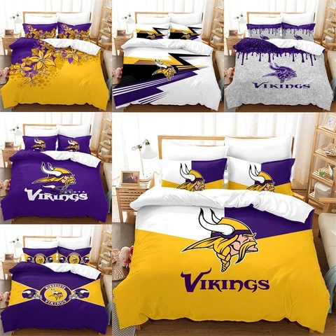 Minnesota Vikings Floral Duvet/Quilt Cover Comforter Cover Pillow Sham Bed Set Cover