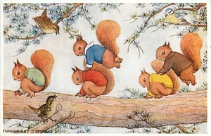 1950sTempest dressed squirrels comic humor Medici Postcard 25-1604 - Picture 1 of 2
