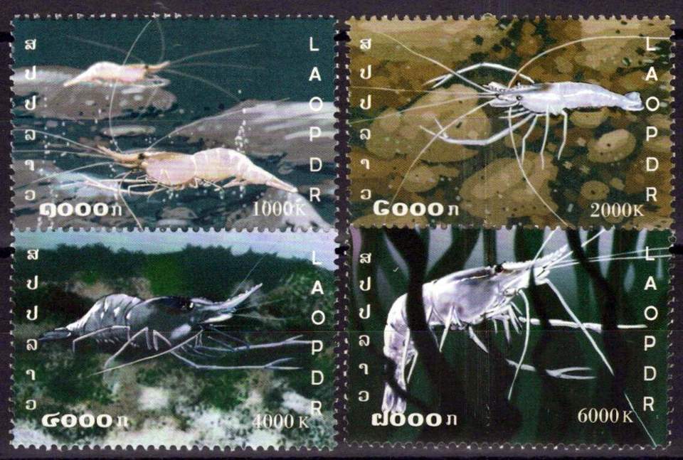 ZAYIX Laos 1689-1692 MNH Shrimp Marine Life 100123S74 - Image 1 of 1