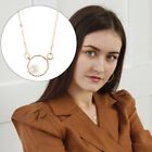 Women Gifts Alloy Circle Pendant Simple Geometric Pearl Necklace