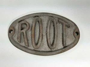 Vintage Cast Iron - ROOT Symbol Logo Badge - Metal 5.5" W 3.5" T - Picture 1 of 2
