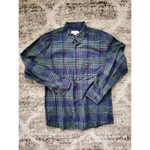 Orvis Plaid Flannel Button Down Long Sleeve Men's Size L Blue Green - Picture 1 of 6