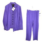 Bob Mackie Wearable Art 2 Piece Jacket Pants Suit Purple, XL Jacket, M Pants