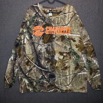 Code V Tshirt Men's 2XL Green Camouflage Charlotte Motorspeedway Graphic Print  - Image 1 of 4