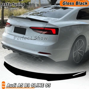 Fit for Audi A5 B9 SLINE S5 4-Door 17-20 Gloss Black Rear Trunk Boot Spoiler Lip - Picture 1 of 12
