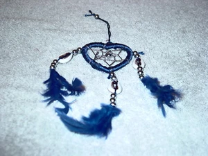 DREAMCATCHER WITH SHELLS HEART SHAPED DARK BLUE COLOR - Picture 1 of 1