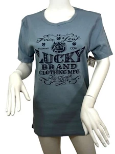 Lucky Brand Damen T-Shirt L hellblau Grafik Kurzarm Too Tough To Die Vintage - Bild 1 von 12
