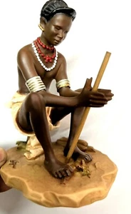 Peul, nativo africano en el Sahara, escultura artística. Suelo cerámico. Talla-5”-4”,-01422 - Imagen 1 de 5
