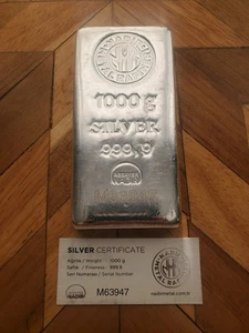 1 kilo silver bar .999. Nadir Refinery With Certificate. - Picture 1 of 1