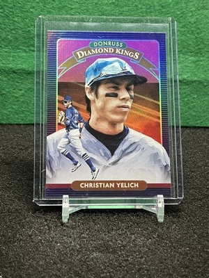 Christian Yelich 2020 Panini Donruss Diamond Kings #5 Holo Purple - Image 1 of 2