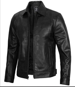 Klassische Herren-Lederjacke schwarz Harrington Größe Medium - Bild 1 von 3