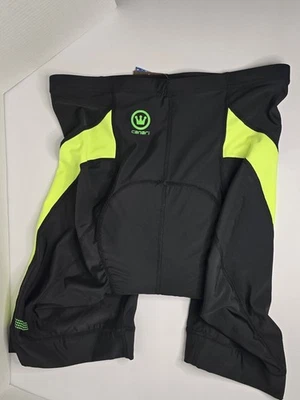 NUEVO CON ETIQUETAS CANARI Pantalones Cortos de Ciclismo Acolchados para Bicicleta Para Hombre Talla XL Negro y Amarillo  Foto 1 de 4