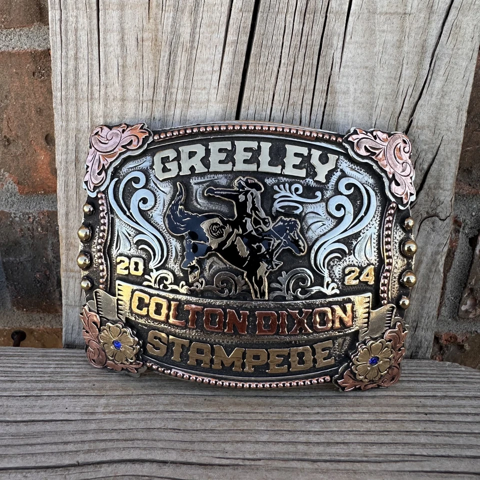 Cowboy Trophy Rodeo Style Belt Buckle with bronc rider - Image 1 of 1