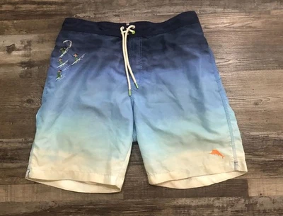 Tommy Bahama Hombres Grande Bañador Surfista Bordado Malla Forrado Hawaiano Foto 1 de 4