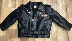 Harley Davidson Toddler Biker Faux Leather Motorcycle Jacket Size 3T Youth - Picture 1 of 9