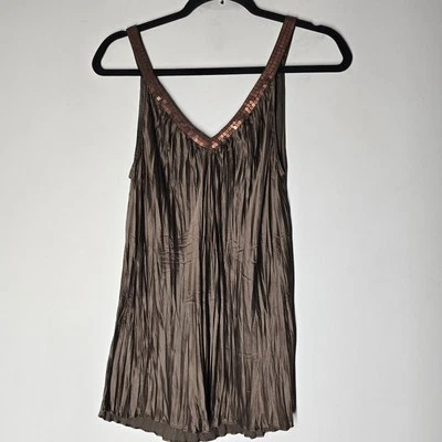 Top de seda sin mangas con lentejuelas cuello en V y2k Express Design años 90 hada oscura Foto 1 de 4