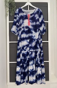 Scamp and Dude Maxi Dress Size 12 Tie Dye Tiered Dress V-neck Hippy Boho BNWT - Picture 1 of 12