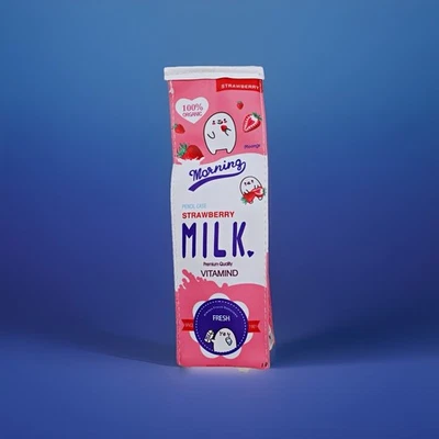 Lindo estuche para lápices de cartón de leche soporte para bolígrafos suministros escolares para niños bolsa de almacenamiento de fresas Foto 1 de 4
