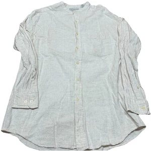 Camisa vintage Y2K 2000s American Eagle abotonada beige algodón lino para mujer L - Imagen 1 de 8