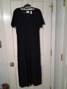 Villager Sport by Liz Claiborne Women's SZ M Maxi Dress 100% Cotton Black Sh Sl - Picture 1 of 4