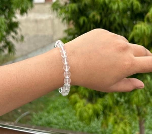 Crystal Quartz Smooth Round 6-8MM Gemstone Beads Stretchy Elastic Bracelets 6-8" - Picture 1 of 9