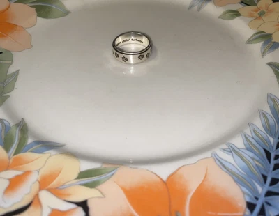 STERLING SILVER DOG PAW PRINT SPINNER RING, S-14,SHOT GUN RIDING FUR BABY,C-PICS - Image 1 of 4