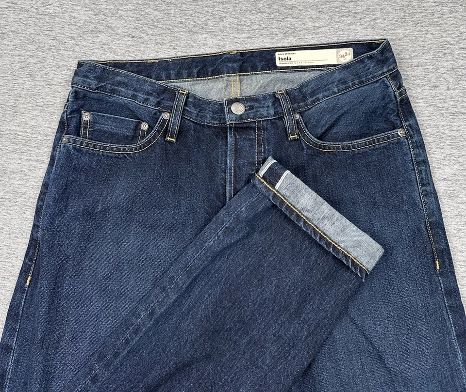 Jeans Deus Ex Machina Para Hombres 34x34 Borde Azul Denim Japonés Isola Hecho en EE. UU. Foto 1 de 4