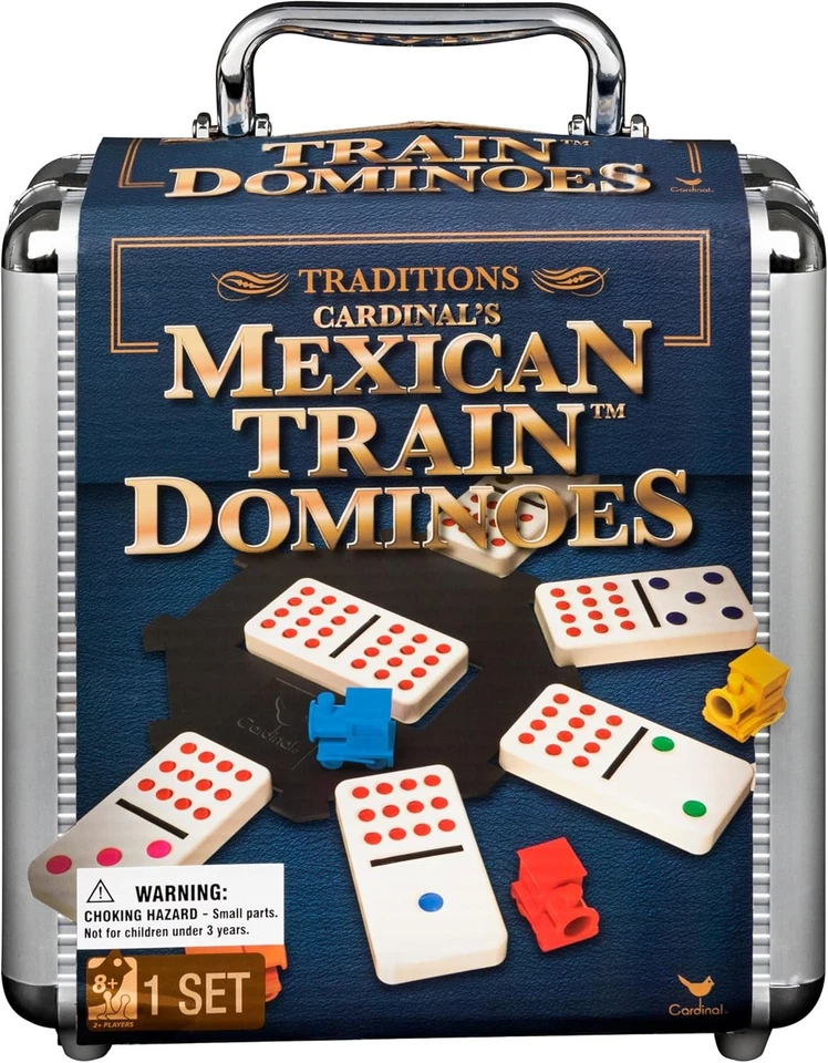 Mexican Train Domino Game in an Aluminum Case by Cardinal Industries